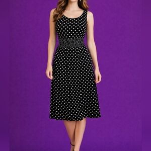 VTG CHELSEA SUITE Polka Dot Sleeveless Pullover Rockabilly Tank Dress Medium